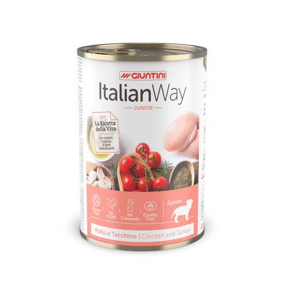 Консервы для щенков мясное ассорти с томатами и рисом Italian Way WET DOG JUNIOR 150 г