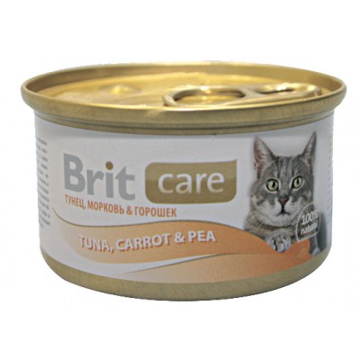 Консервы для кошек Тунец, морковь и горошек Brit Tuna & Carrot &Pea 80 г