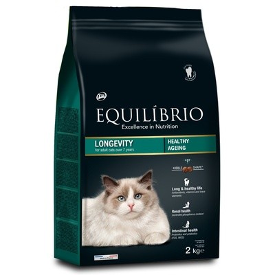 Сухой корм для пожилых кошек старше 7 лет с лососем Equilibrio Longevity 2 кг
