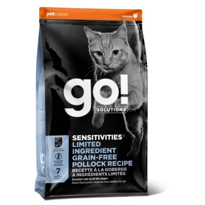 Корм беззерновой для котят и кошек с чувствительным пищеварением с минтаем Go Natural Sensitivity + Shine Grain Free Pollock Cat Recipe 3,63 кг