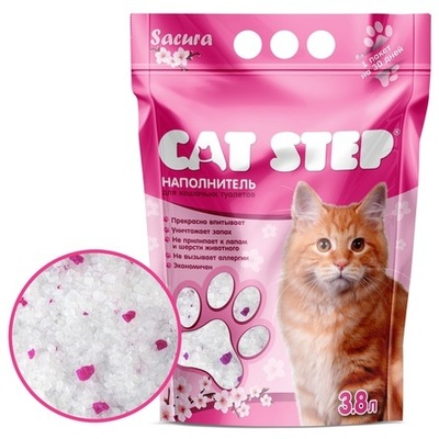 Впитывающий силикагелевый наполнитель Cat Step Crystal Sacura 1,77 кг