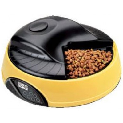 Автокормушка на кормления для сухого корма и консерв, с емкостью для льда, Желтая Feedex Sititek Pets Mini plus Ice 4 days 2 л