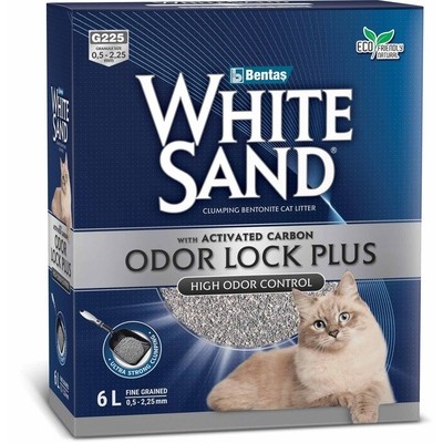 Наполнитель "С усиленной блокировкой запахов" с активированным углем, без запаха White Sand Комкующийся 8,5 кг