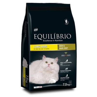 Сухой корм для взрослых длинношерстных кошек с мясом птицы Equilibrio Long hair 7,5 кг
