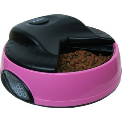 Автокормушка на кормления для сухого корма и консерв, с емкостью для льда, Розовая Feedex Sititek Pets Mini plus Ice 4 days 2 л