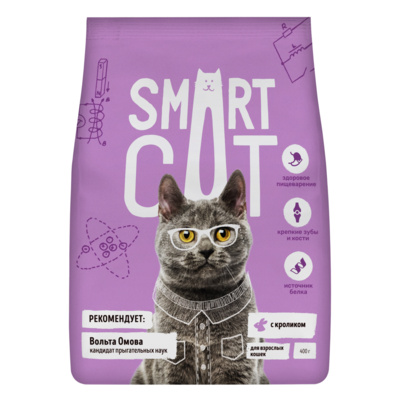 Сухой корм для взрослых кошек с кроликом Smart Cat Adult Сat 400 г