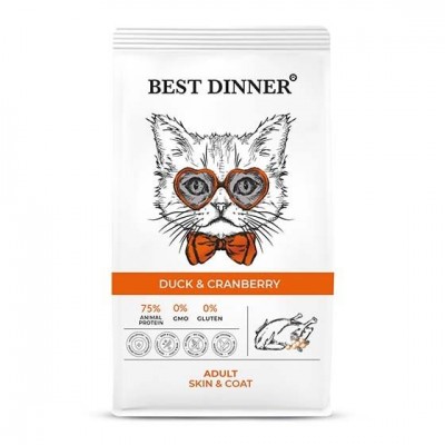 Для кошек здоровая кожа и шерсть Best Dinner Утка/клюква 1.5кг