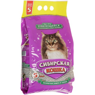 Комкующийся наполнитель для длинношерстных кошек Сибирская кошка Экстра 5 кг