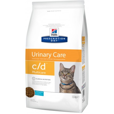 Диета Корм сухой для кошек профилактика МКБ струвиты Hills Adult Cat c/d Multicare Feline Urinary Tract Health Fish 1,5 кг