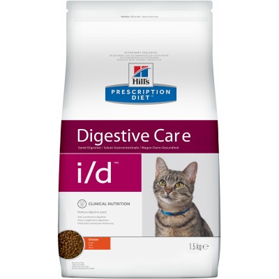 Диета Корм сухой для кошек лечение ЖКТ Hills Adult Cat i/d Digestive Care Chicken 1,5 кг