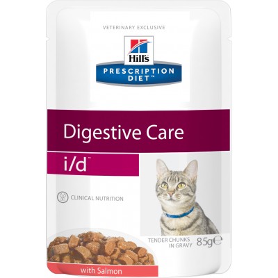 Диета Паучи для кошек, лечение заболеваний ЖКТ, с лососем Hills Cat Tender Salmon Digestive Care i/d 85 г