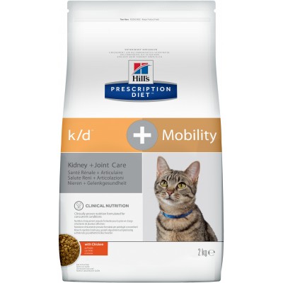 Диета Корм сухой для кошек лечение заболеваний почек и суставах Hills Adult Cat k/d + Mobility Feline Renal Health 2 кг