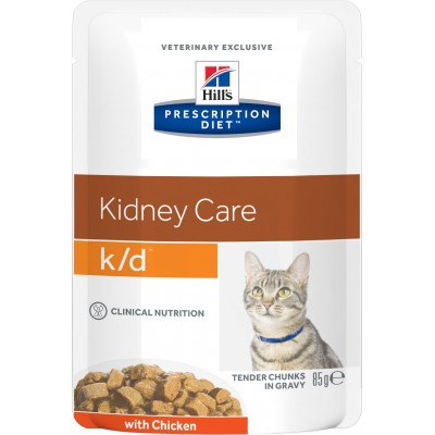 Диета Паучи для кошек, лечение заболеваний почек с курицей Hills Cat k/d Kidney Care Chicken 85 г