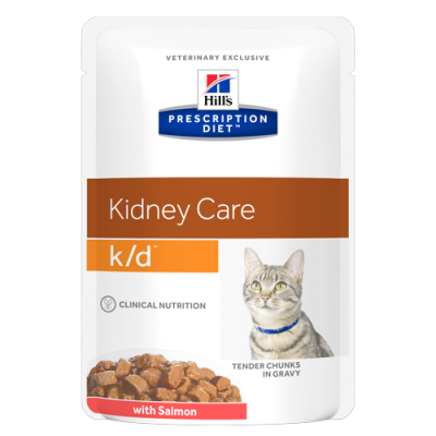Диета Паучи для кошек, лечение заболеваний почек с лососем Hills Cat k/d Kidney Care Salmon 85 г