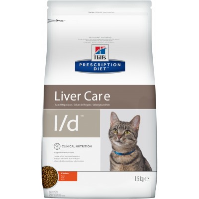Диета Корм сухой для кошек лечение заболеваний печени Hills Adult Cat l/d Chicken 1,5 кг