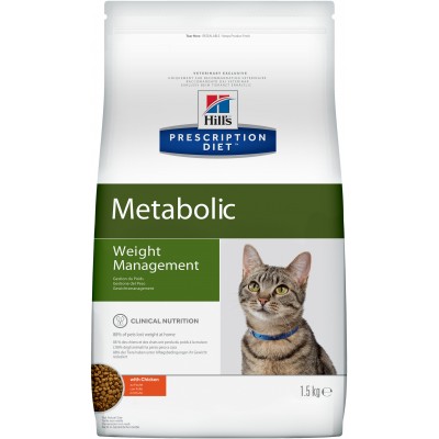 Диета Корм сухой для кошек для коррекции веса Hills Adult Cat Metabolic Chicken 1,5 кг