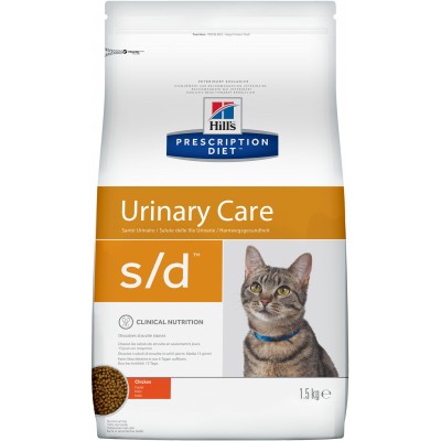 Диета Корм сухой для кошек лечение МКБ, струвиты Hills Adult Cat s/d Feline Urinary Dissolution 1,5 кг
