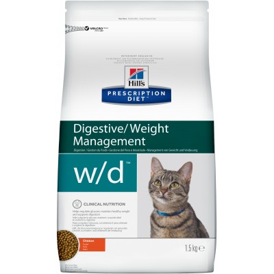 Диета Корм сухой для кошек лечение сахарного диабета, запоров, колитов Hills Adult Cat w/d Digestive Chicken 1,5 кг