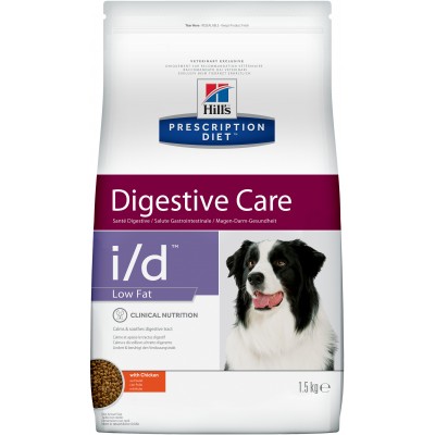 Диета Корм сухой для собак лечение ЖКТ, низкокалорийный Hills Adult Dog i/d Chicken Low-Calorie 1,5 кг