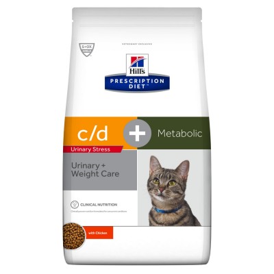 Диета Корм сухой для кошек для коррекции веса и лечения урологии Hills Adult Cat Metabolic + Urinary Stress Chicken 1,5 кг