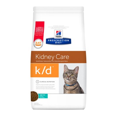 Диета Корм сухой для кошек лечение заболеваний почек, профилактика МКБ оксалаты, ураты с тунцом Hills Adult Cat k/d Feline Renal Health Tuna 1,5 кг