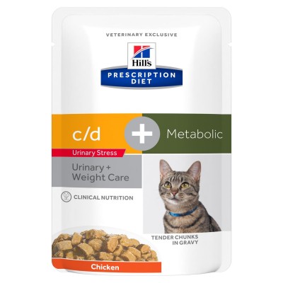 Диета Паучи для кошек для коррекции веса, урология Hills Cat Diet Metabolic & Urinary 85 г