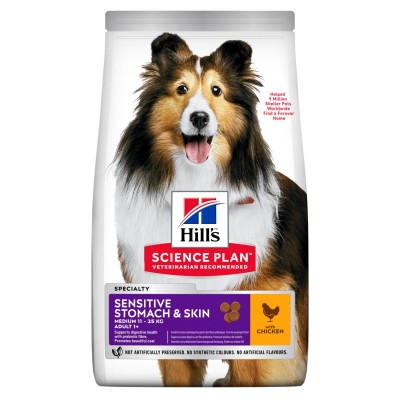 Корм сухой для собак с чувствительной кожей и желудком Hills Adult Dog Sensitive Stomach & Skin 12 кг