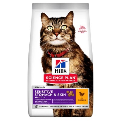 Корм сухой для кошек с чувствительной кожей и желудком Hills Adult Cat Sensitive Stomach & Skin Chicken 300 г