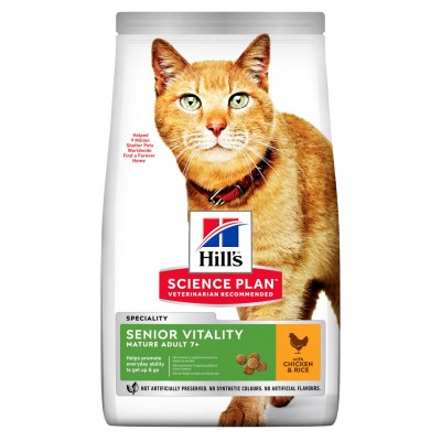 Корм сухой для пожилых кошек с курицей Hills Cat Plan Youthful Vitality Mature Adult 7+ 1,5 кг