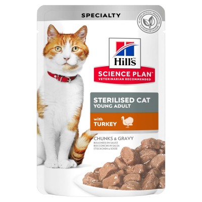 Паучи для стерилизованных кошек до лет с индейкой Hills Pouches Cat Sterilized Turkey 85 г