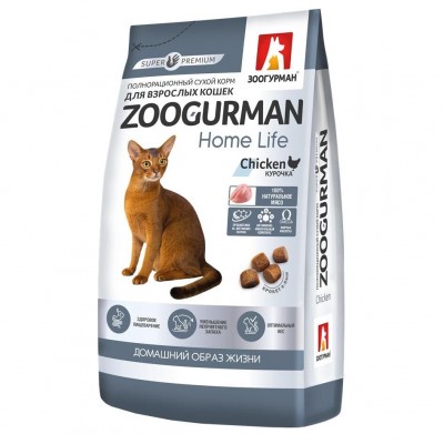 Сухой корм для кошек с курицей Зоогурман Home Life 1,5 кг