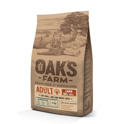 Корм сухой для собак мелких и карликовых пород, ягненок Oaks Farm Adult Dog Mini Lamb 2 кг