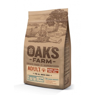 Корм сухой для собак всех пород, лосось и криль Oaks Farm Adult Dog Salmon & Krill 12 кг