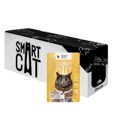  Smart Cat Паучи для взрослых кошек и котят кусочки индейки со шпинатом в нежном соусе 85 г