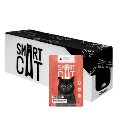  Smart Cat Паучи для взрослых кошек и котят кусочки говядины в нежном соусе 85 г