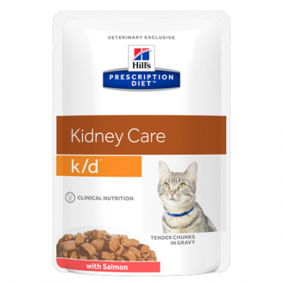 Паучи для кошек для лечения заболеваний почек с лососем Hills Prescription Diet Kidney Care k/d 85 г