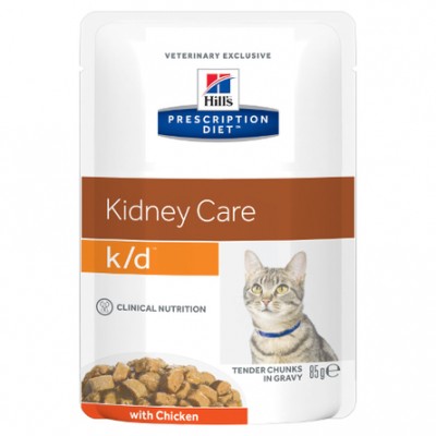 Паучи для кошек для лечения заболеваний почек с курицей Hills Prescription Diet Kidney Care k/d 85 г
