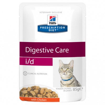 Паучи для кошек диета для лечения заболеваний ЖКТ с курицей Hills Prescription Diet Degistive Care i/d 85 г