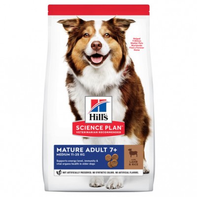 Корм для пожилых собак средних пород с ягненком и рисом Hills Mature Adult 7+ Medium 12 кг