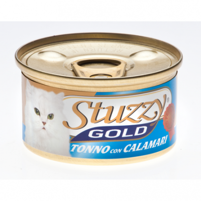 Кусочки филе в собственном соку для взрослых кошек с тунцом и кальмарами Stuzzy Gold 85 г