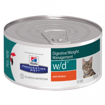 Диета консервы для кошек для лечения сахарного диабета, запоров, Hills Prescription Diet Digestive/Weight Management w/d 156 г