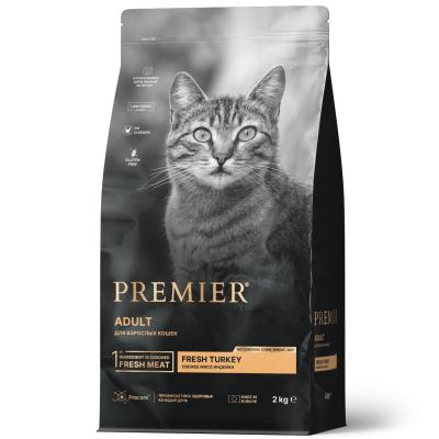 Корм для взрослых кошек с нормальной активностью, чувствительным пищеварением или склонных к аллергии Premier Cat Turkey ADULT 400 г