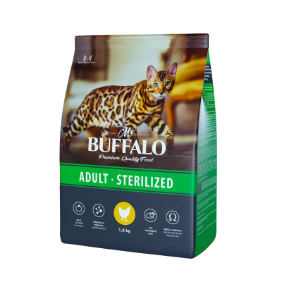 Корм для стеризованных кошек с курицей Mr.Buffalo ADULT STERILIZED 1,8 кг