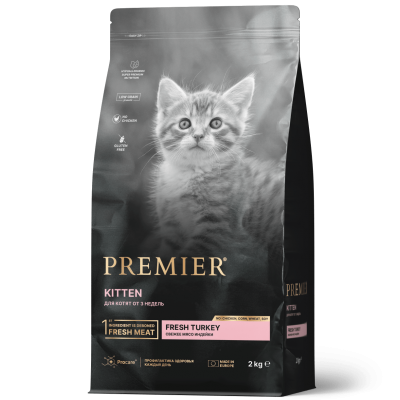 Корм для котят от 3 недель, беременных и кормящих кошек Premier Cat Turkey KITTEN 2 кг