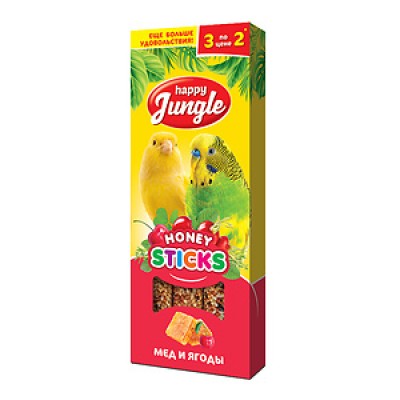 Палочки для птиц с мед и ягодами Happy Jungle Sticks Honey & Berry 3 шт