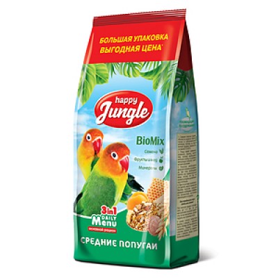 Корм для средних попугаев Happy Jungle Medium Bird Meal 900 г