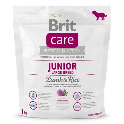 Корм сухой для щенков крупных пород от 25 кг с ягненком и рисом Brit Puppy Large Breed Lamb & Rice 1 кг