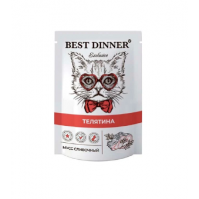 Мусс Сливочный Телятина для кошеки котят 1+ Best Dinner EX 85гр