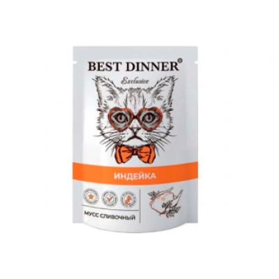 Мусс Сливочный Индейка для кошек и котят 1+ Best Dinner EX 85гр