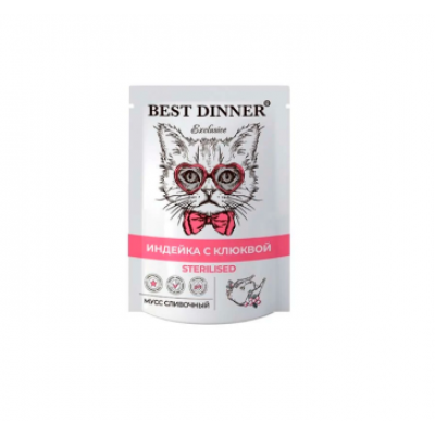 Мусс Сливочный Индейка с клюквой для кошек Best Dinner EX Sterilised 85гр